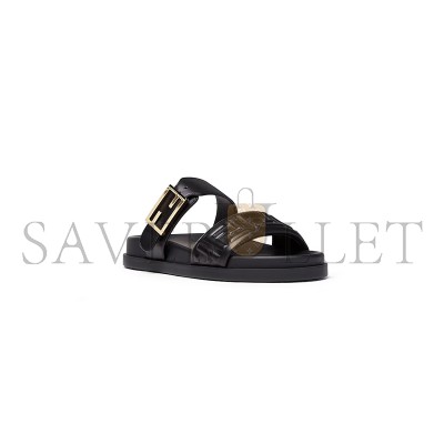 FENDI FEEL BLACK NAPPA LEATHER SLIDES 8X8710ABOHF0ABB